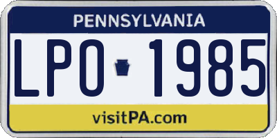 PA license plate LPO1985