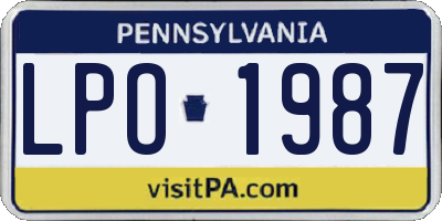 PA license plate LPO1987