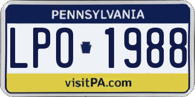 PA license plate LPO1988