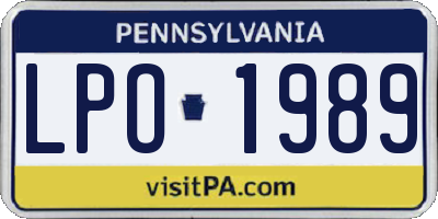 PA license plate LPO1989