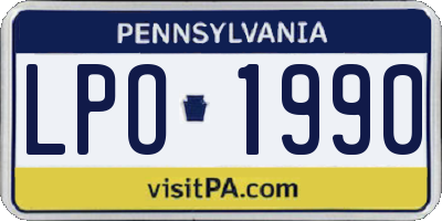 PA license plate LPO1990