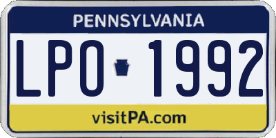 PA license plate LPO1992