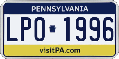 PA license plate LPO1996
