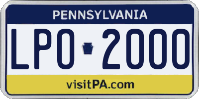 PA license plate LPO2000
