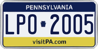 PA license plate LPO2005