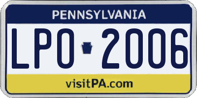 PA license plate LPO2006