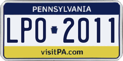 PA license plate LPO2011