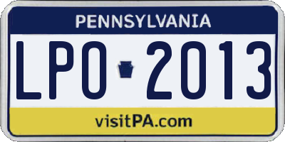 PA license plate LPO2013