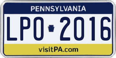 PA license plate LPO2016