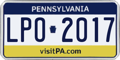 PA license plate LPO2017