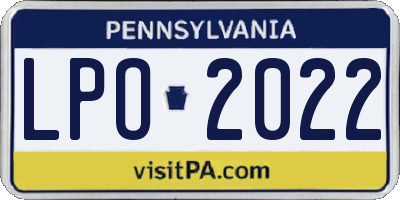 PA license plate LPO2022