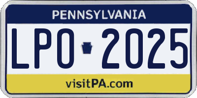 PA license plate LPO2025