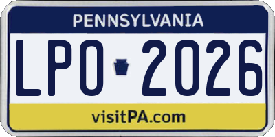 PA license plate LPO2026