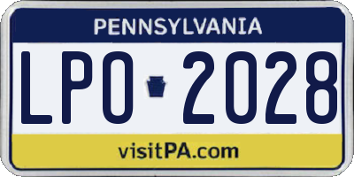 PA license plate LPO2028