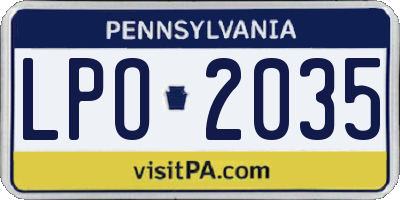 PA license plate LPO2035