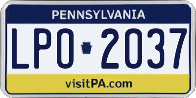 PA license plate LPO2037