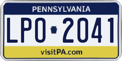 PA license plate LPO2041