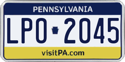 PA license plate LPO2045