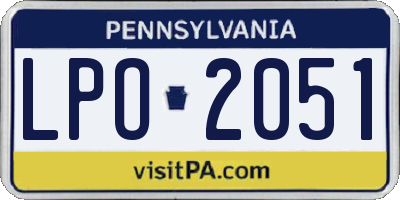 PA license plate LPO2051