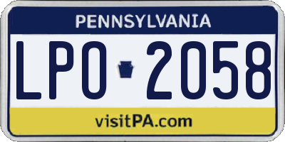 PA license plate LPO2058