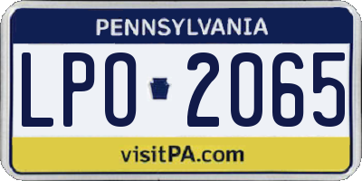PA license plate LPO2065