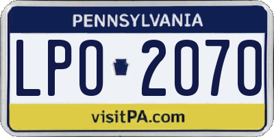 PA license plate LPO2070