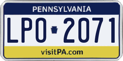 PA license plate LPO2071