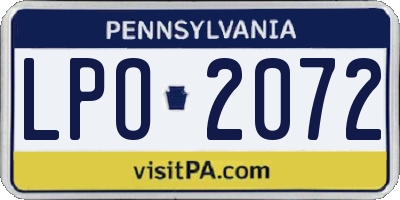 PA license plate LPO2072