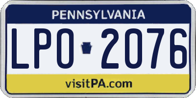 PA license plate LPO2076