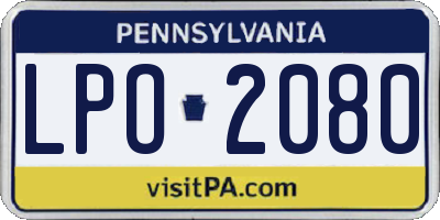 PA license plate LPO2080