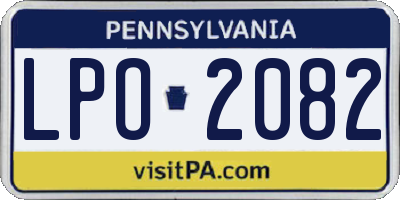 PA license plate LPO2082