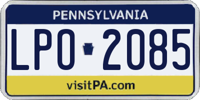 PA license plate LPO2085