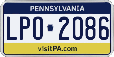 PA license plate LPO2086