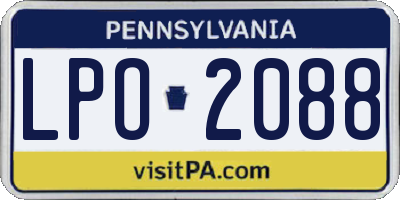 PA license plate LPO2088