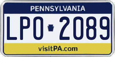 PA license plate LPO2089