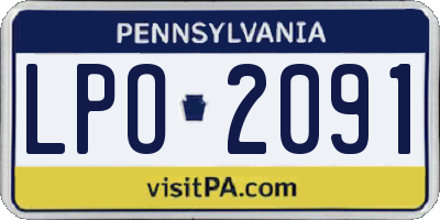 PA license plate LPO2091