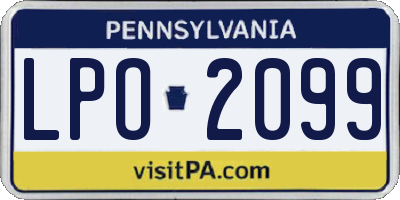 PA license plate LPO2099
