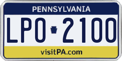 PA license plate LPO2100