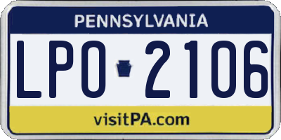 PA license plate LPO2106