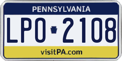 PA license plate LPO2108