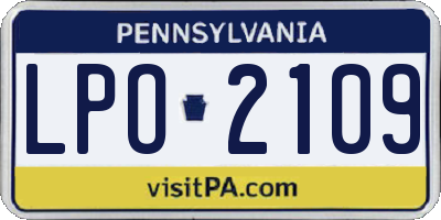 PA license plate LPO2109
