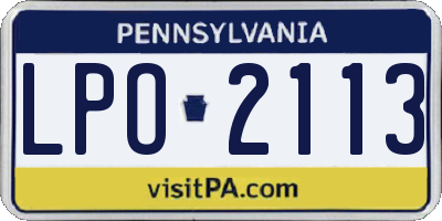 PA license plate LPO2113