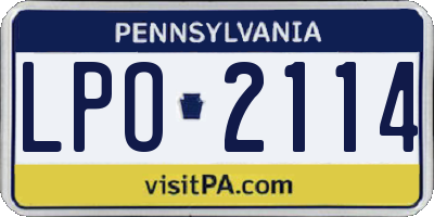 PA license plate LPO2114