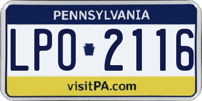 PA license plate LPO2116