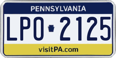 PA license plate LPO2125