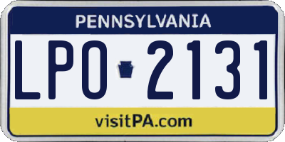 PA license plate LPO2131