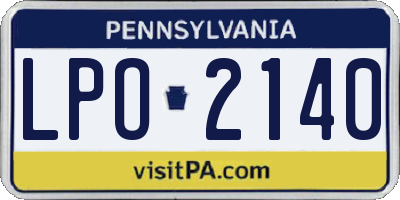 PA license plate LPO2140
