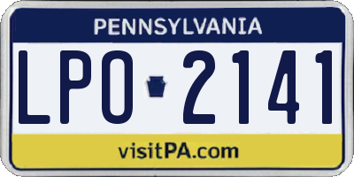 PA license plate LPO2141