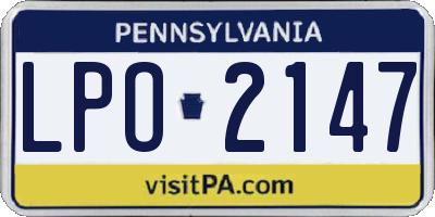 PA license plate LPO2147