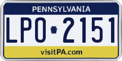 PA license plate LPO2151